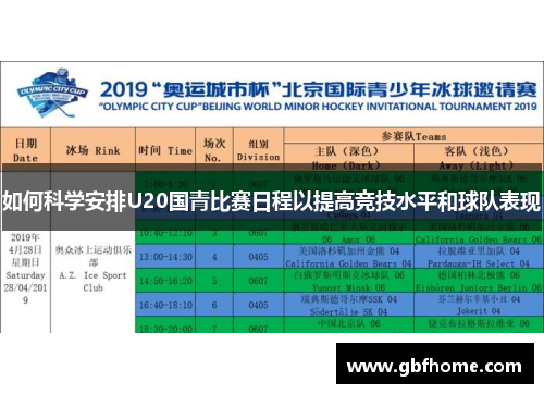 如何科学安排U20国青比赛日程以提高竞技水平和球队表现